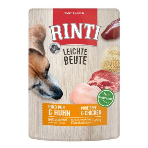 Rinti Frischbeutel Leichte Beute Rind Pur & Huhn 400 g (Menge: 10 je Bestelleinheit)