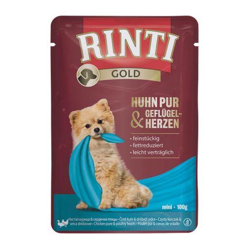 Rinti Gold Frischbeutel Huhn Pur & Geflügelherzen 100 g (Menge: 10 je Bestelleinheit)