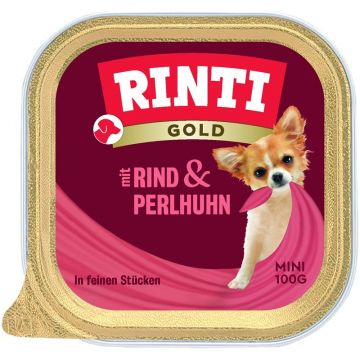 Rinti Schale Gold Mini Rind & Perlhuhn 100 g (Menge: 16 je Bestelleinheit) Rinti Schale Gold Mini Rind & Perlhuhn 100 g (Menge: 16 je Bestelleinheit)