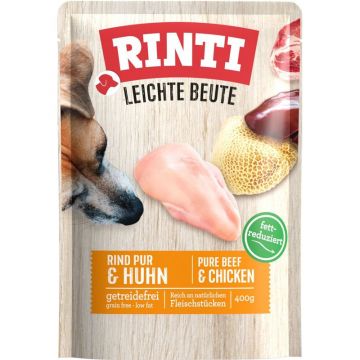 Rinti Frischbeutel Leichte Beute Rind Pur & Huhn 400 g (Menge: 10 je Bestelleinheit)